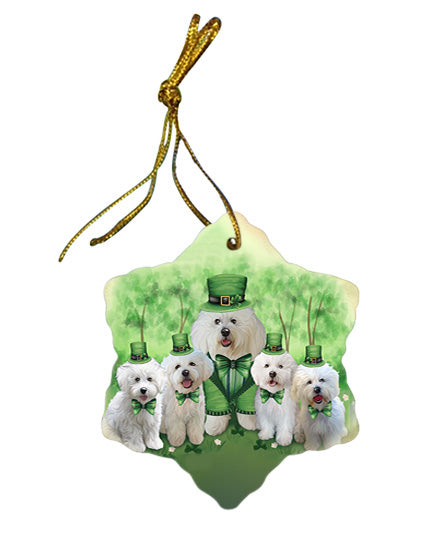 St. Patricks Day Irish Family Portrait Bichon Frises Dog Star Porcelain Ornament SPOR49317