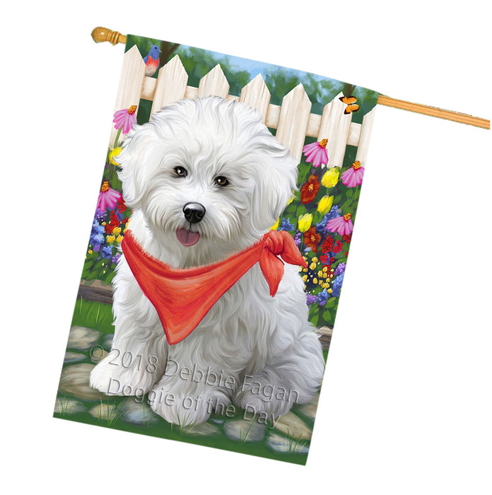 Spring Floral Bichon Frise Dog House Flag FLG49759