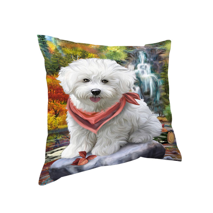 Scenic Waterfall Bichon Frise Dog Pillow PIL54660