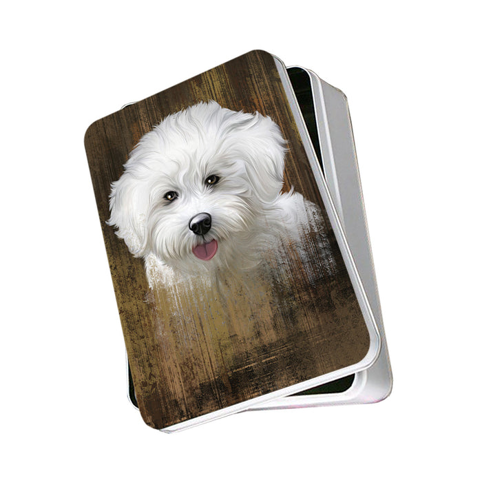 Rustic Bichon Frise Dog Photo Storage Tin PITN50344