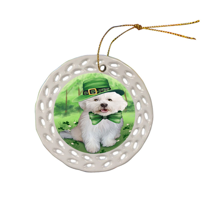 St. Patricks Day Irish Portrait Bichon Frise Dog Ceramic Doily Ornament DPOR49326