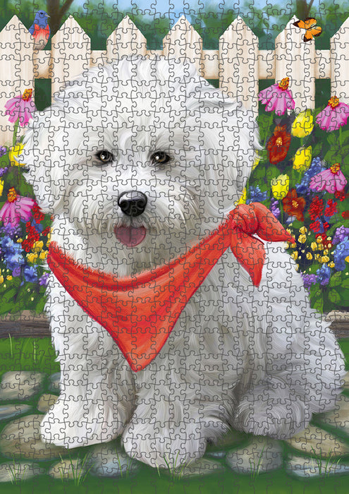 Spring Floral Bichon Frise Dog Puzzle with Photo Tin PUZL53088