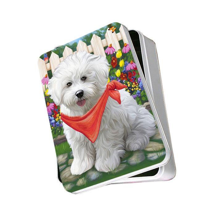 Spring Floral Bichon Frise Dog Photo Storage Tin PITN49794