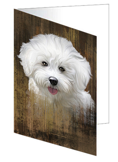 Rustic Bichon Frise Dog Handmade Artwork Assorted Pets Greeting Cards and Note Cards with Envelopes for All Occasions and Holiday Seasons GCD55061