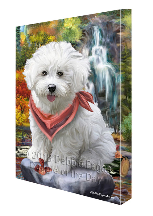 Scenic Waterfall Bichon Frise Dog Canvas Wall Art CVS63061
