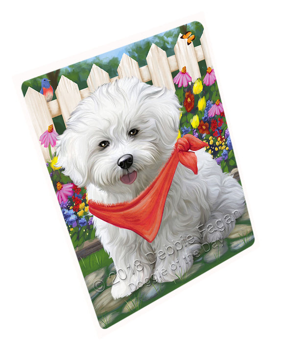 Spring Dog House Bichon Frises Dog Tempered Cutting Board C53247