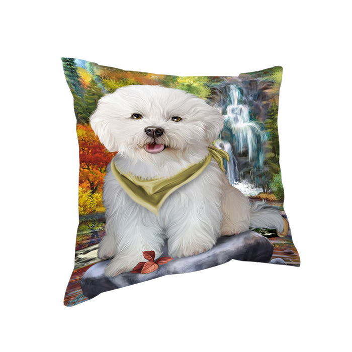 Scenic Waterfall Bichon Frise Dog Pillow PIL54664