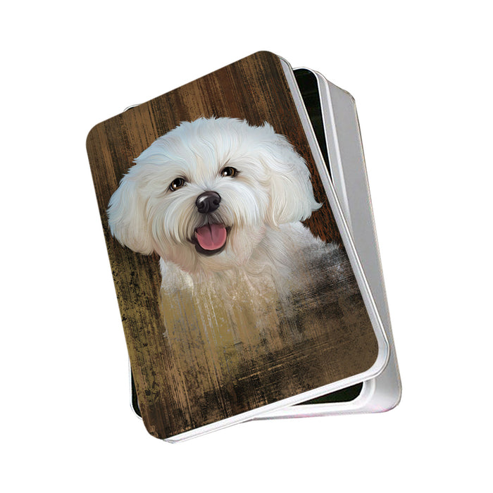 Rustic Bichon Frise Dog Photo Storage Tin PITN50345