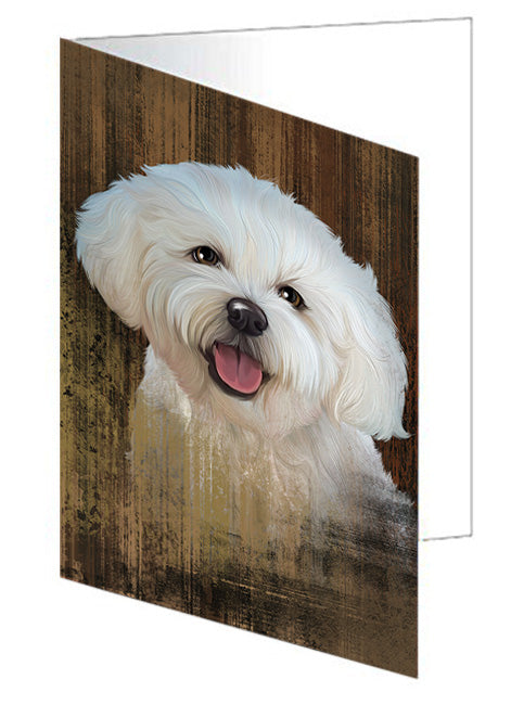 Rustic Bichon Frise Dog Handmade Artwork Assorted Pets Greeting Cards and Note Cards with Envelopes for All Occasions and Holiday Seasons GCD55064