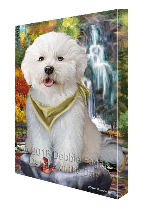 Scenic Waterfall Bichon Frise Dog Canvas Wall Art CVS63070