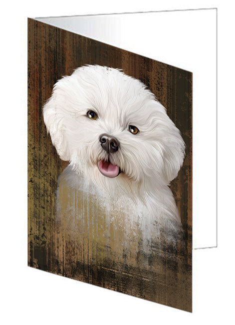 Rustic Bichon Frise Dog Handmade Artwork Assorted Pets Greeting Cards and Note Cards with Envelopes for All Occasions and Holiday Seasons GCD55067