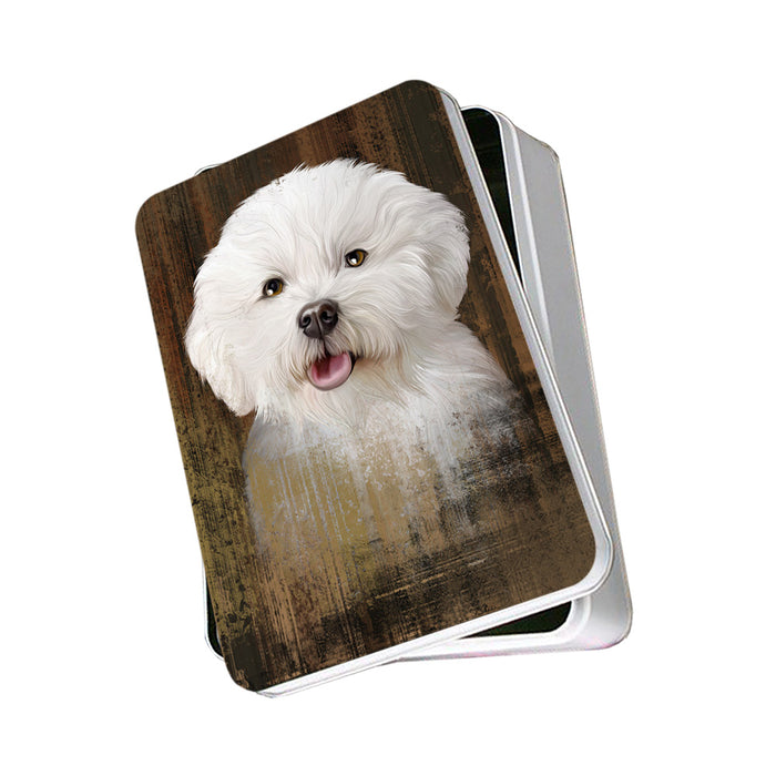 Rustic Bichon Frise Dog Photo Storage Tin PITN50346
