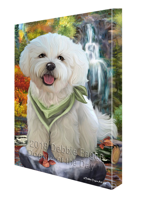 Scenic Waterfall Bichon Frise Dog Canvas Wall Art CVS63079