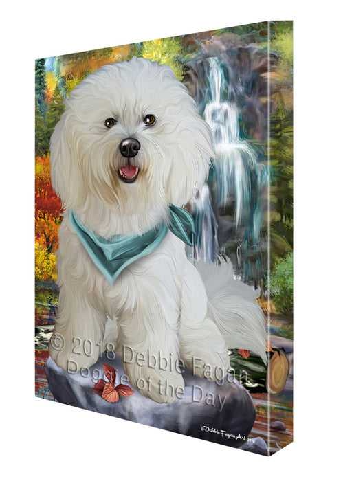 Scenic Waterfall Bichon Frise Dog Canvas Wall Art CVS63088