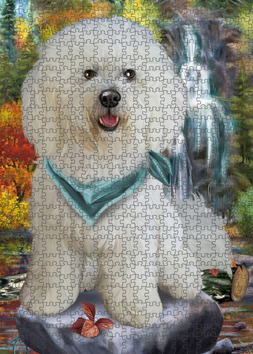 Scenic Waterfall Bichon Frise Dog Puzzle with Photo Tin PUZL52818