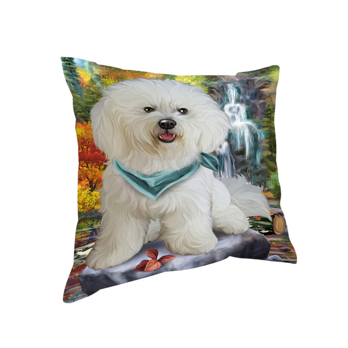 Scenic Waterfall Bichon Frise Dog Pillow PIL54672