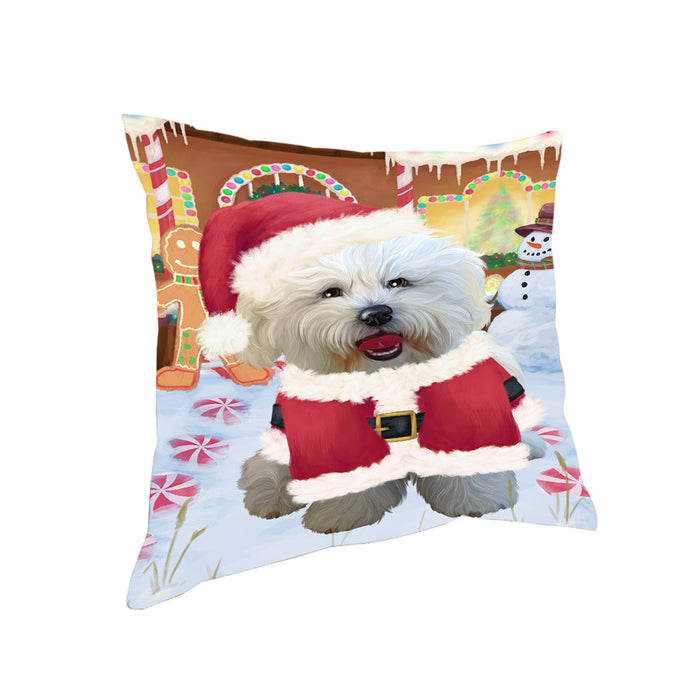 Christmas Gingerbread House Candyfest Bichon Frise Dog Pillow PIL79024