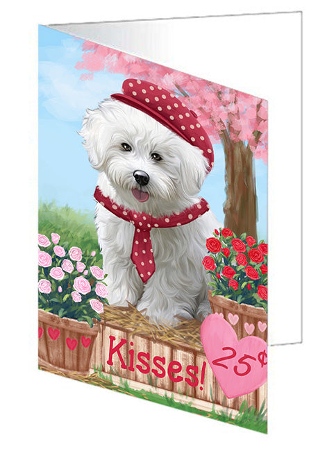 Rosie 25 Cent Kisses Bichon Frise Dog Handmade Artwork Assorted Pets Greeting Cards and Note Cards with Envelopes for All Occasions and Holiday Seasons GCD71990