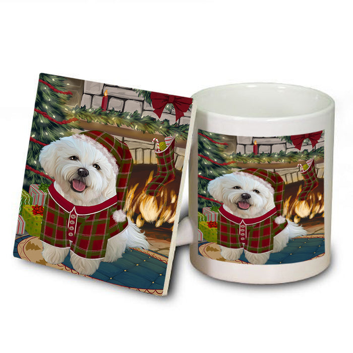 The Stocking was Hung Bichon Frise Dog Mug and Coaster Set MUC55204