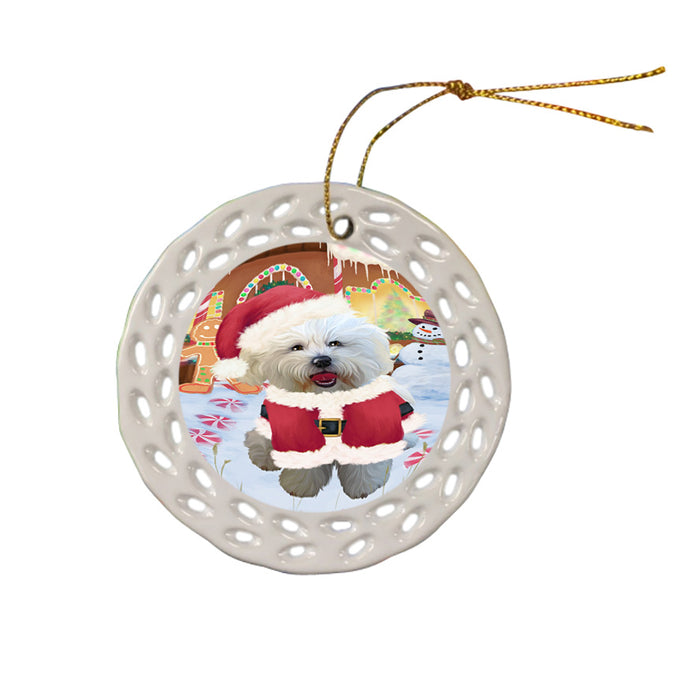 Christmas Gingerbread House Candyfest Bichon Frise Dog Ceramic Doily Ornament DPOR56539