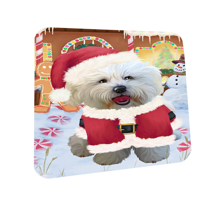 Christmas Gingerbread House Candyfest Bichon Frise Dog Coasters Set of 4 CST56141