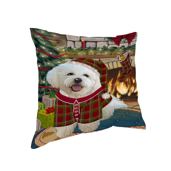 The Stocking was Hung Bichon Frise Dog Pillow PIL69776