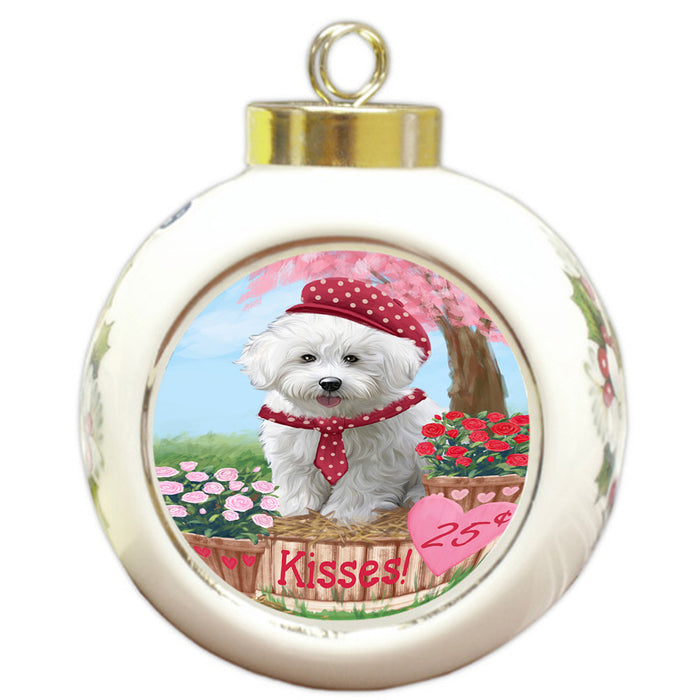Rosie 25 Cent Kisses Bichon Frise Dog Round Ball Christmas Ornament RBPOR56181