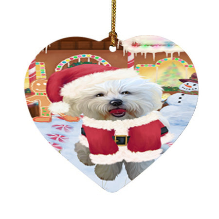 Christmas Gingerbread House Candyfest Bichon Frise Dog Heart Christmas Ornament HPOR56539