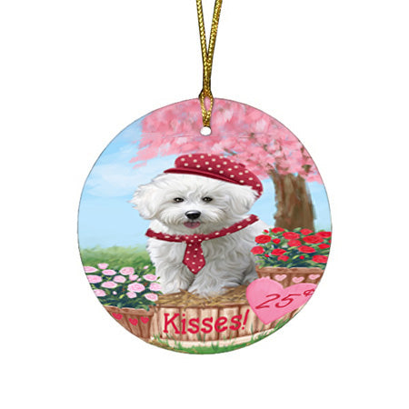 Rosie 25 Cent Kisses Bichon Frise Dog Round Flat Christmas Ornament RFPOR56181