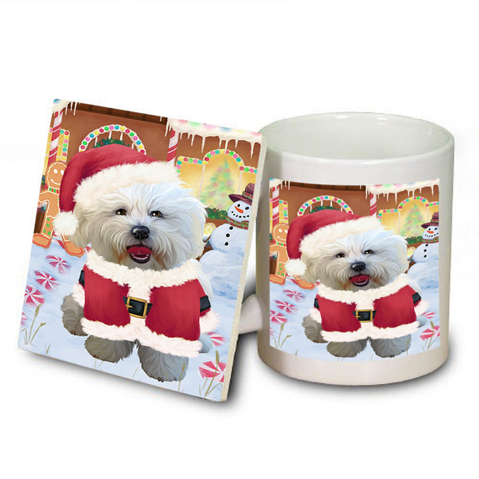 Christmas Gingerbread House Candyfest Bichon Frise Dog Mug and Coaster Set MUC56175
