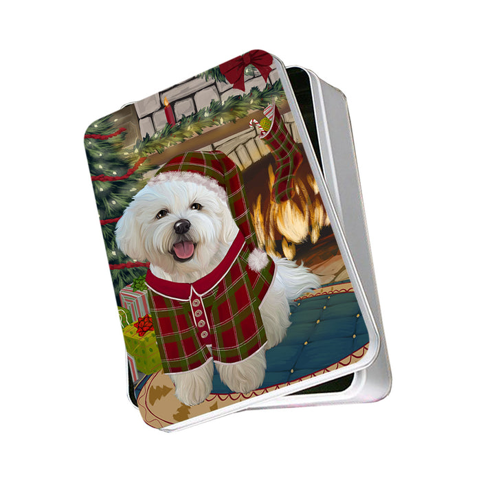 The Stocking was Hung Bichon Frise Dog Photo Storage Tin PITN55155