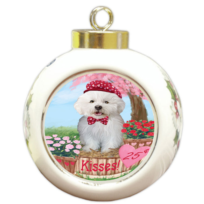 Rosie 25 Cent Kisses Bichon Frise Dog Round Ball Christmas Ornament RBPOR56182
