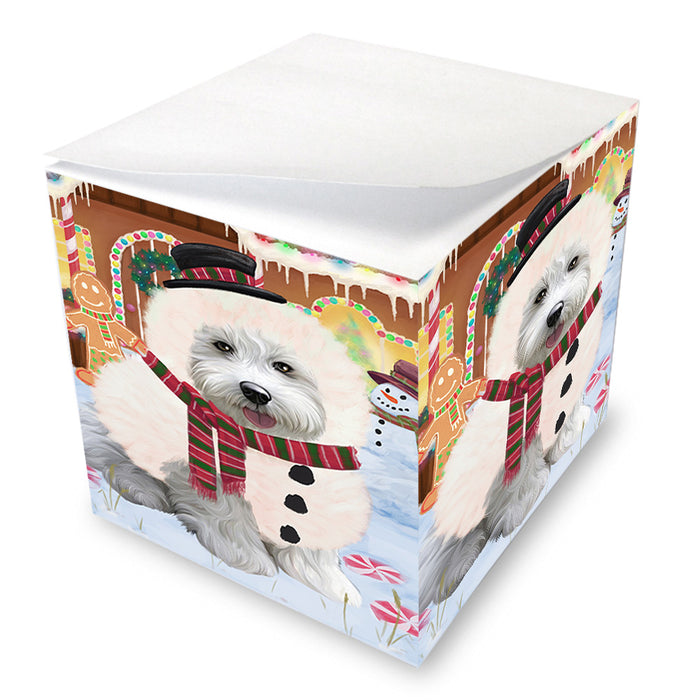 Christmas Gingerbread House Candyfest Bichon Frise Dog Note Cube NOC54256