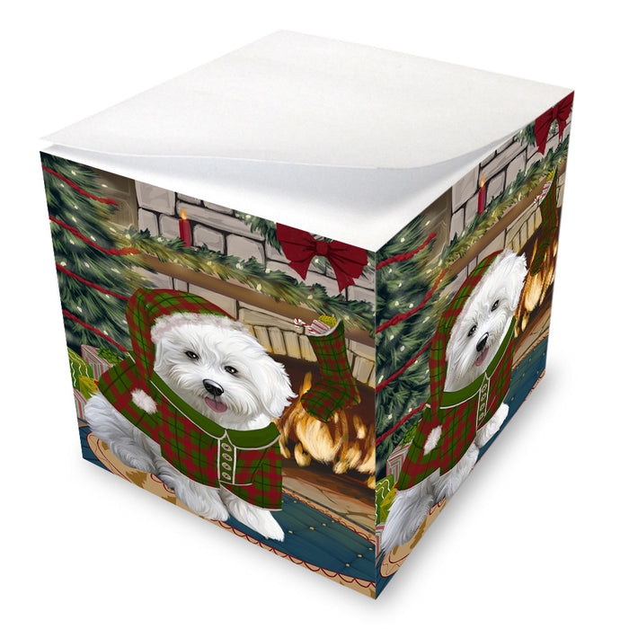 The Stocking was Hung Bichon Frise Dog Note Cube NOC53559