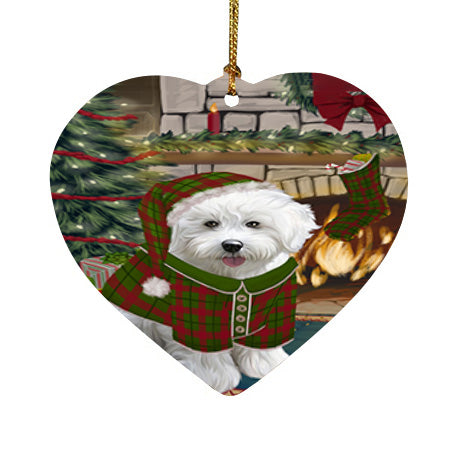 The Stocking was Hung Bichon Frise Dog Heart Christmas Ornament HPOR55569