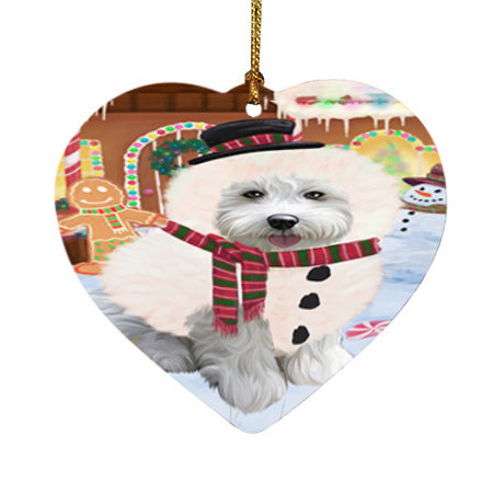 Christmas Gingerbread House Candyfest Bichon Frise Dog Heart Christmas Ornament HPOR56540