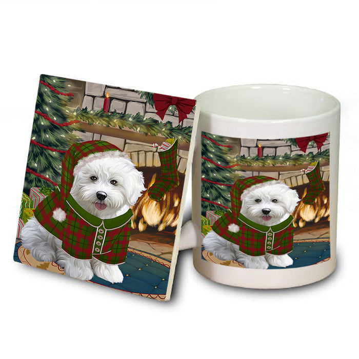The Stocking was Hung Bichon Frise Dog Mug and Coaster Set MUC55205