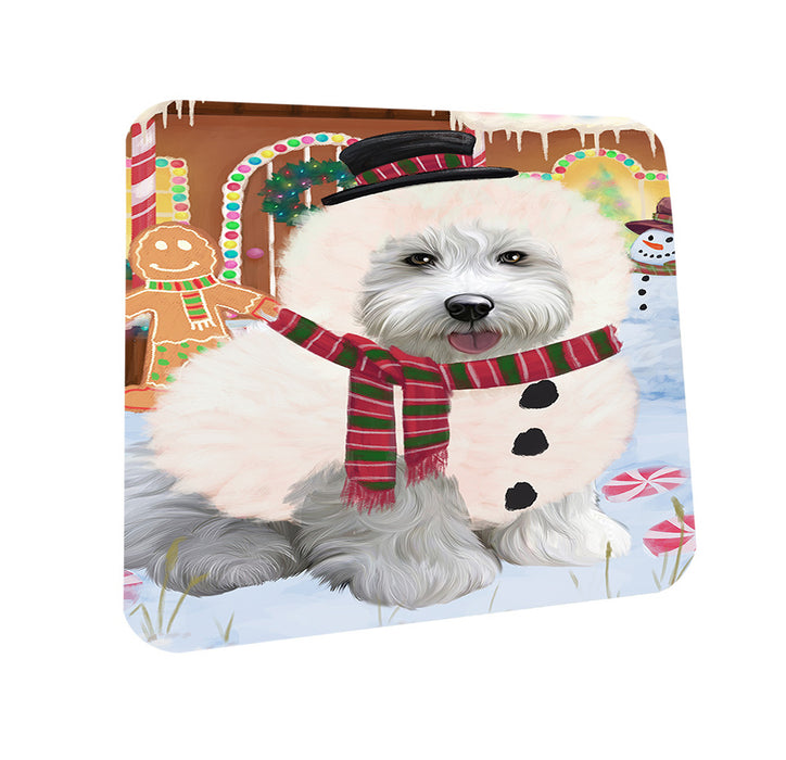 Christmas Gingerbread House Candyfest Bichon Frise Dog Coasters Set of 4 CST56142