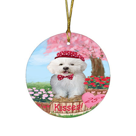 Rosie 25 Cent Kisses Bichon Frise Dog Round Flat Christmas Ornament RFPOR56182