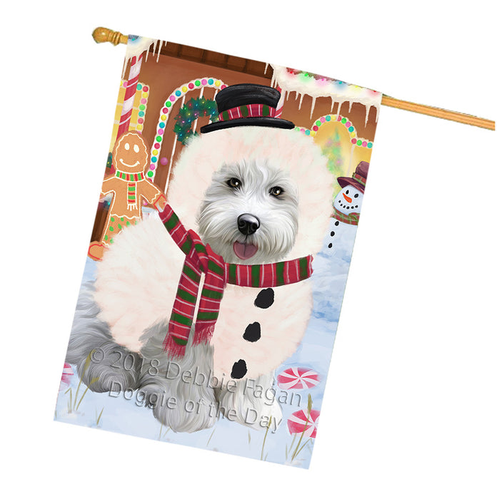 Christmas Gingerbread House Candyfest Bichon Frise Dog House Flag FLG56868