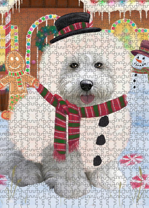 Christmas Gingerbread House Candyfest Bichon Frise Dog Puzzle  PUZL92936