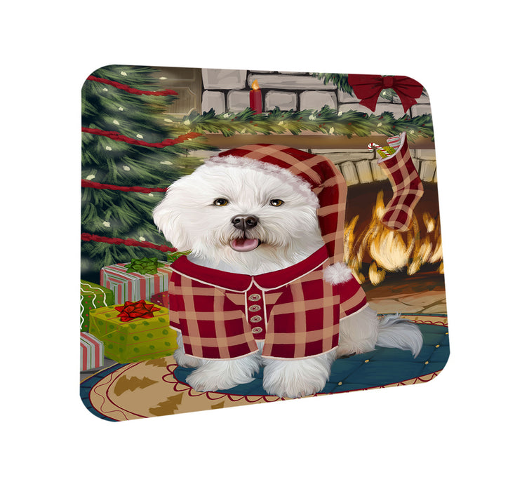 The Stocking was Hung Bichon Frise Dog Coasters Set of 4 CST55172
