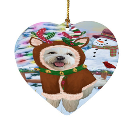 Christmas Gingerbread House Candyfest Bichon Frise Dog Heart Christmas Ornament HPOR56541