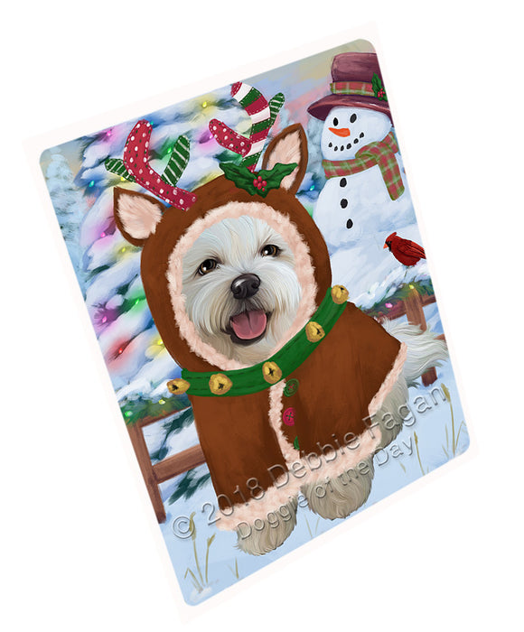 Christmas Gingerbread House Candyfest Bichon Frise Dog Magnet MAG73694 (Small 5.5" x 4.25")