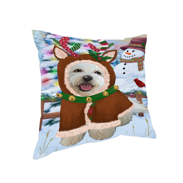 Christmas Gingerbread House Candyfest Bichon Frise Dog Pillow PIL79032