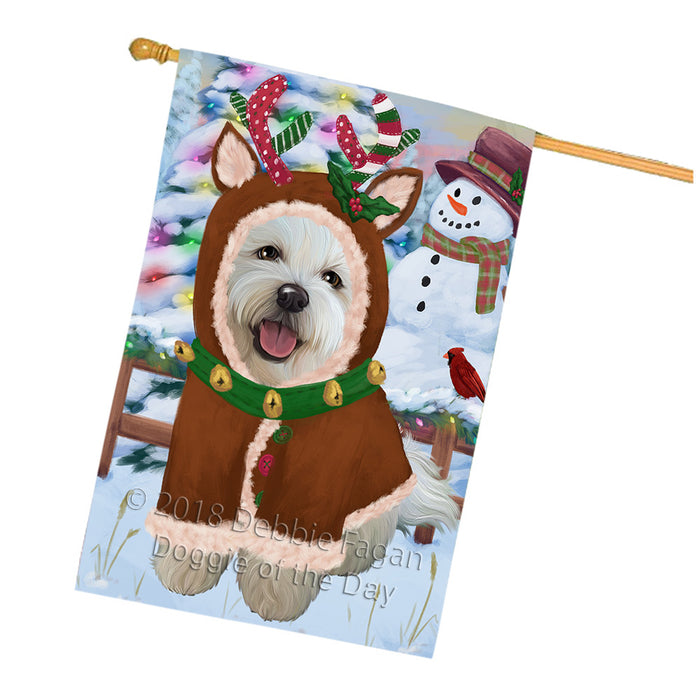 Christmas Gingerbread House Candyfest Bichon Frise Dog House Flag FLG56869