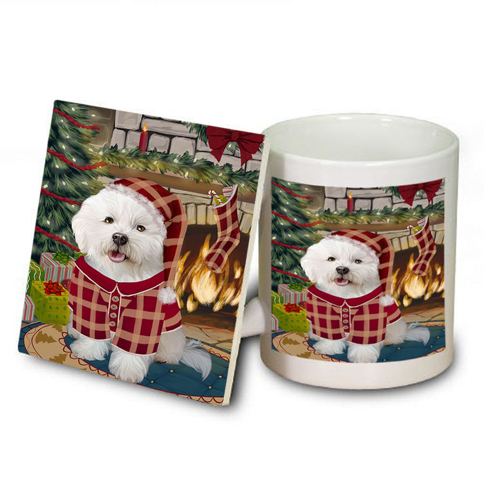 The Stocking was Hung Bichon Frise Dog Mug and Coaster Set MUC55206