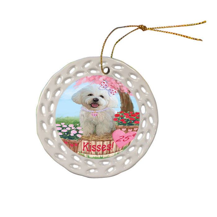 Rosie 25 Cent Kisses Bichon Frise Dog Ceramic Doily Ornament DPOR56183
