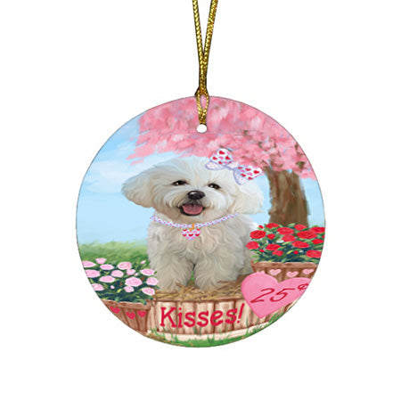Rosie 25 Cent Kisses Bichon Frise Dog Round Flat Christmas Ornament RFPOR56183