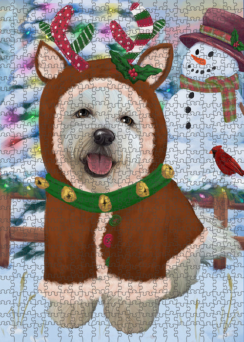 Christmas Gingerbread House Candyfest Bichon Frise Dog Puzzle with Photo Tin PUZL92940